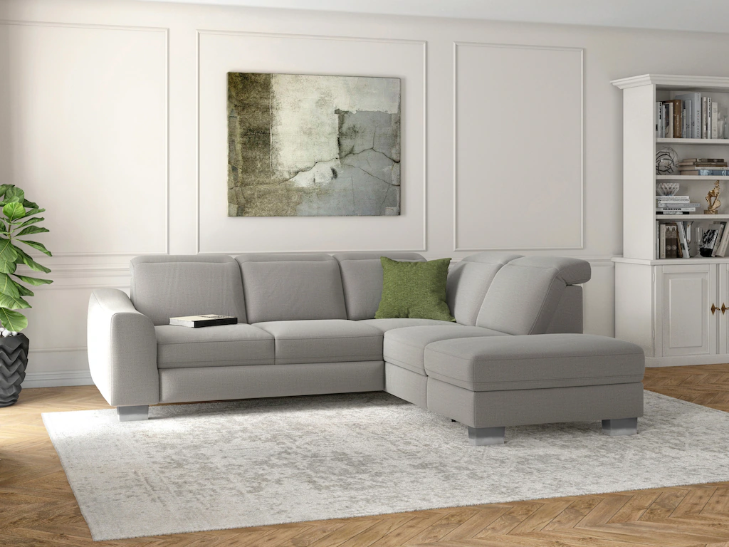 Bild von sit&more Ecksofa "Dundee L-Form", mit Federkern und Edelstahlfüßen, wahlweise mit Kopfteilverstellung