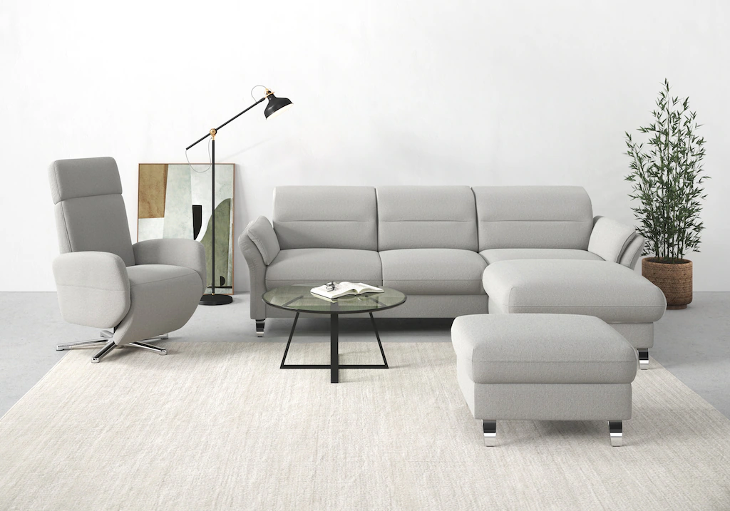 Bild von sit&more Ecksofa "Grenoble L-Form mit Federkern", wahlweise mit Bettfunktion, Bettkasten, Arm- und Kopfteilverstellung