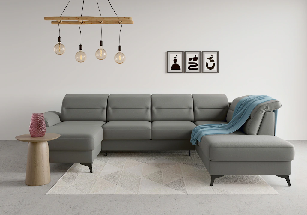 Bild von sit&more Wohnlandschaft "Sinatra U-Form", optional mit Kopfteilverstellung und Armteilfunktion, Metallfüße