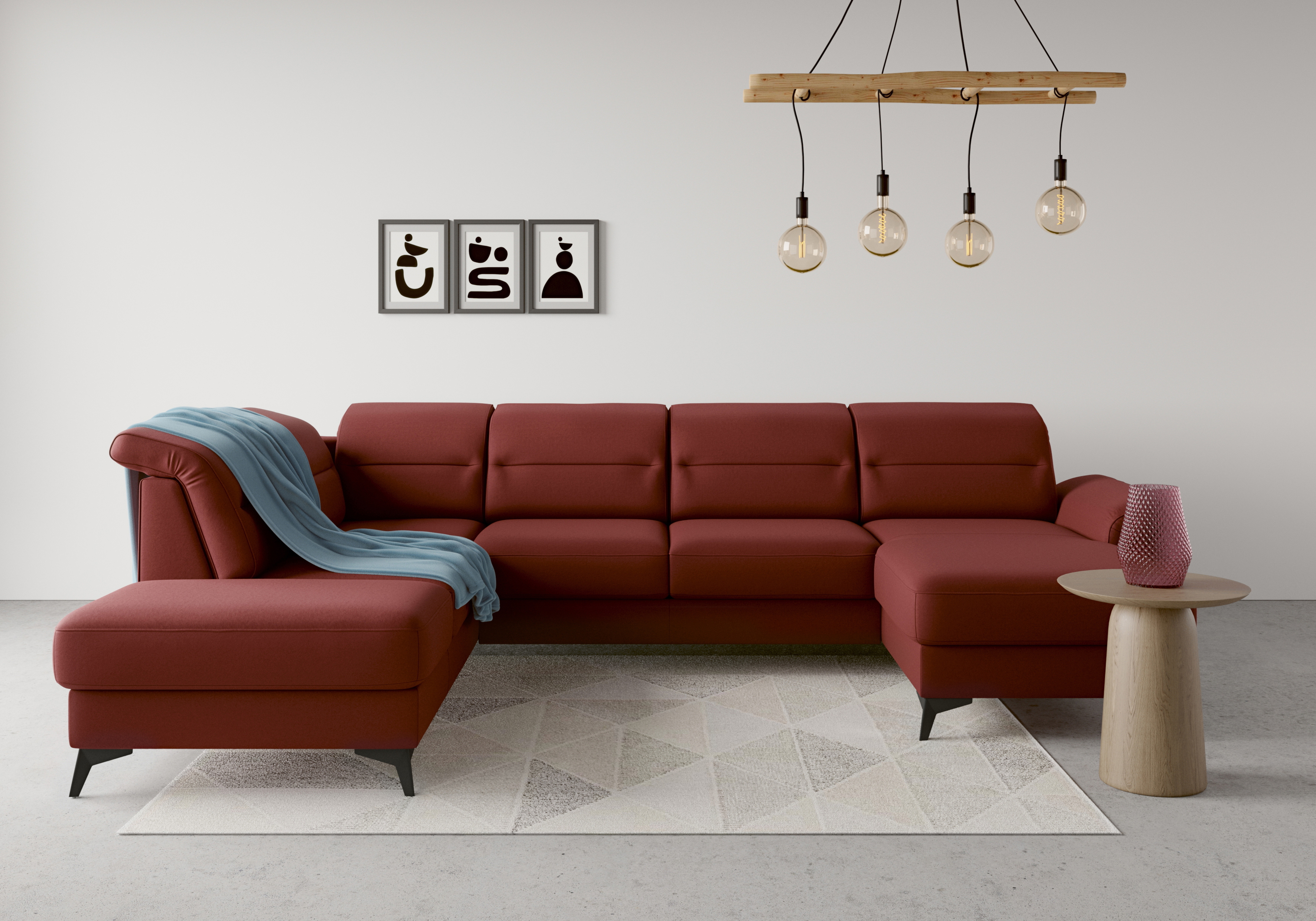 Bild von sit&more Wohnlandschaft "Sinatra U-Form", optional mit Kopfteilverstellung und Armteilfunktion, Metallfüße