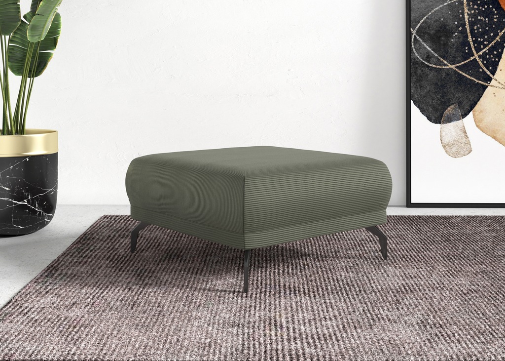 Bild von CAVADORE Hocker Cooper / Polsterhocker mit schwarzen Metallfüßen und feinem Cord-Bezug, als Beistellhocker oder Sitzhocker / 89 x 43 x 89 / Cord, Grün
