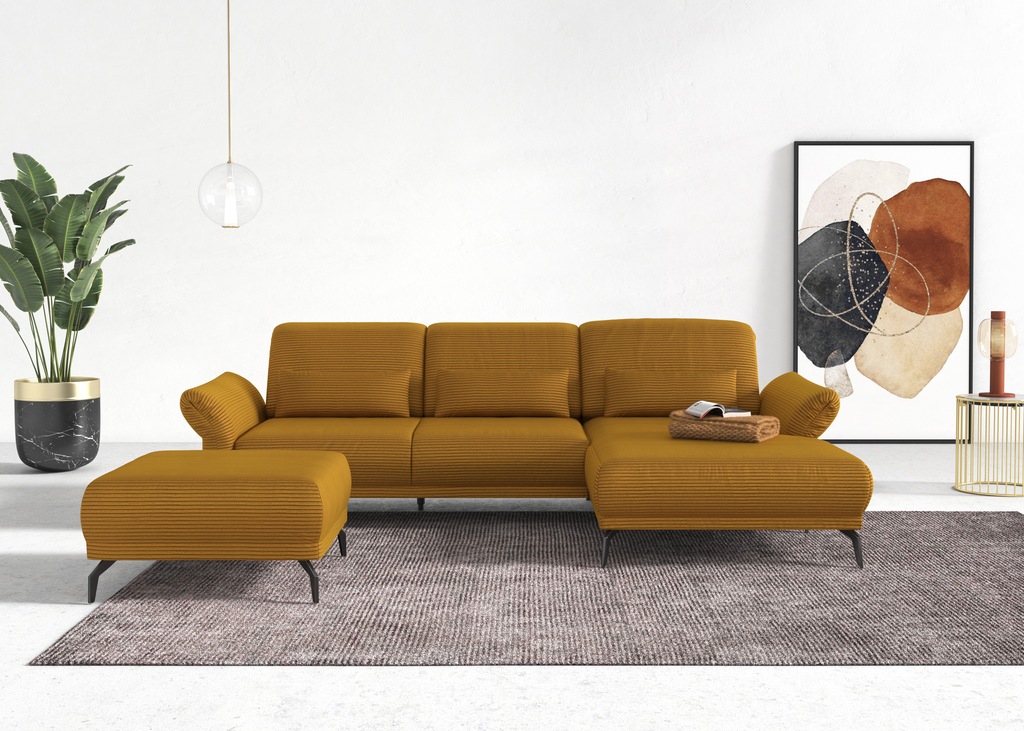 Bild von INOSIGN Ecksofa "Coco L-Form", Sitztiefen-, Arm- und Kopfteilverstellung, Cord-Bezug, Fußhöhe 15 cm