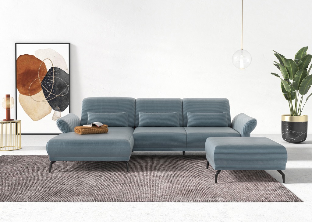 Bild von INOSIGN Ecksofa "Coco L-Form", Sitztiefen-, Arm- und Kopfteilverstellung, Cord-Bezug, Fußhöhe 15 cm