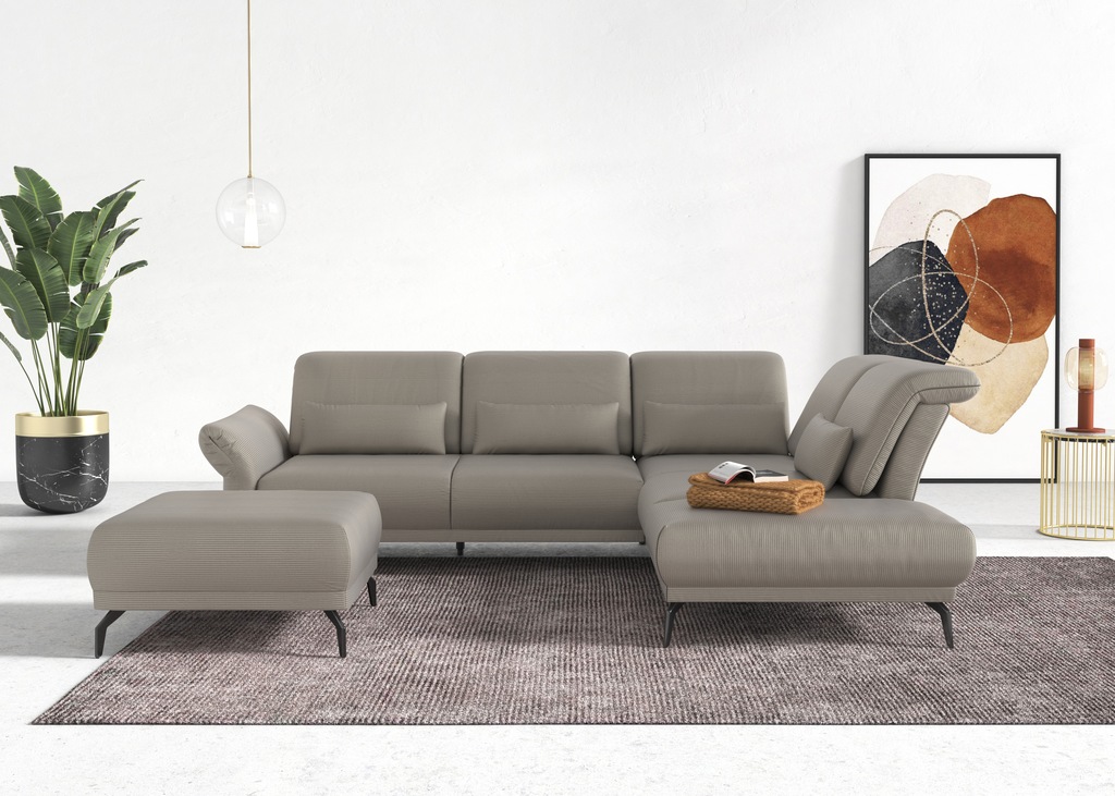 Bild von INOSIGN Ecksofa "Coco L-Form", Sitztiefen-, Arm- und Kopfteilverstellung, Cord-Bezug, Fußhöhe 15 cm