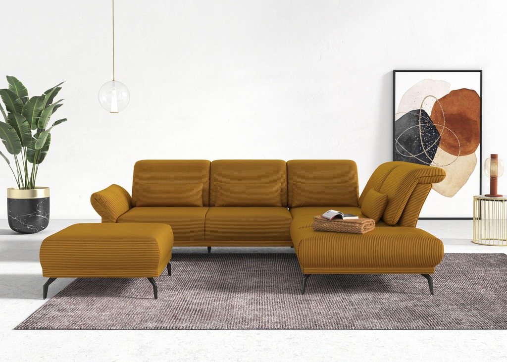 Bild von INOSIGN Ecksofa "Coco L-Form", Sitztiefen-, Arm- und Kopfteilverstellung, Cord-Bezug, Fußhöhe 15 cm
