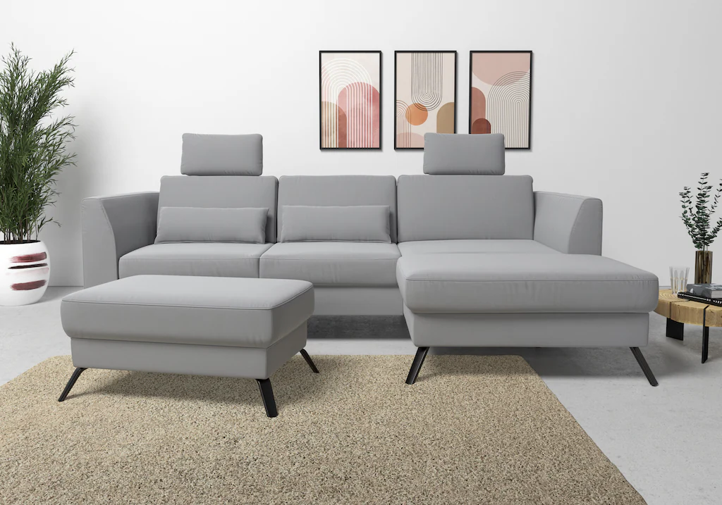 Bild von sit&more Ecksofa "Olsen L-Form", inklusive Sitztiefenverstellung, wahlweise mit Bettfunktion, 15cm hoch