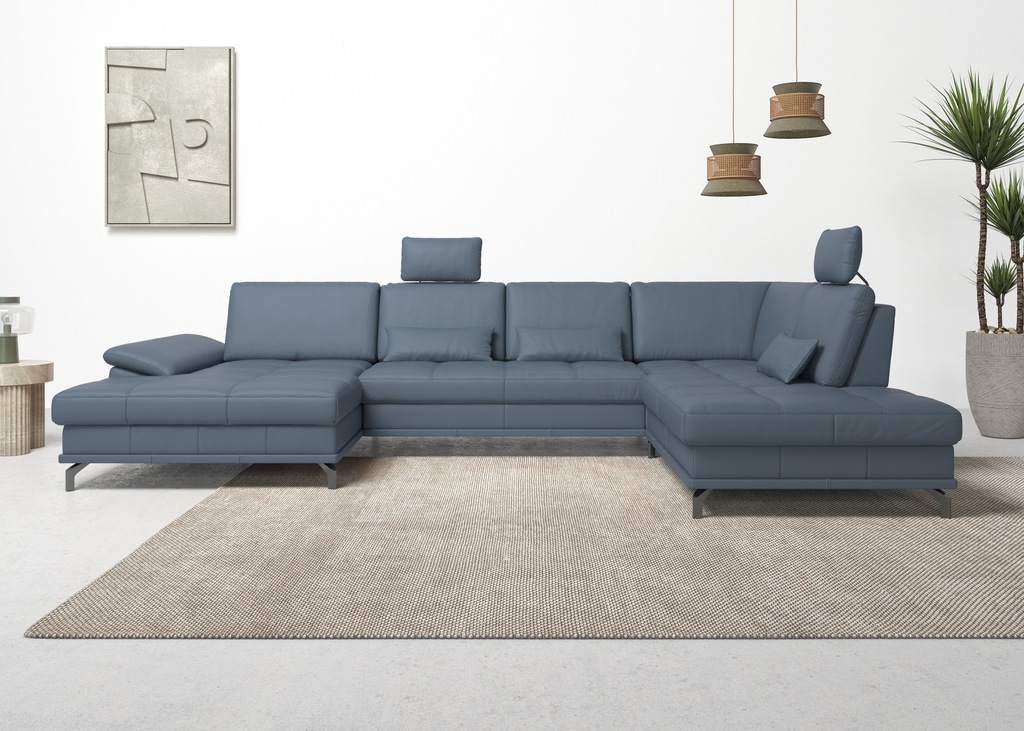 Bild von Places of Style Wohnlandschaft "Costello L-Form, mit Sitztiefenverstellung, Armteilverstellung und", 3 Nierenkissen, optional Bettfunktion und Bettkasten
