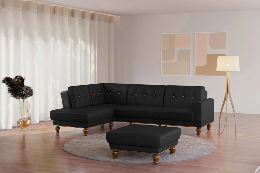 Bild von sit&more Ecksofa "Orient 5 V L-Form", mit Strass-Stein, wahlweise mit Bettfunktion und Bettkasten