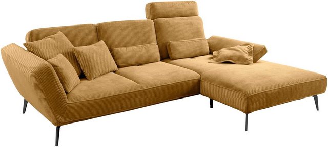Bild von set one by Musterring Ecksofa "SO 4500, Füße schwarz matt, inkl Schwenkrückenfunktion, Cord, L-Form", wahlweise mit Kopfstütze/Armteilverstellung/Rückenneigung