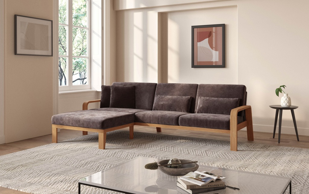 Bild von sit&more Ecksofa "Kolding L-Form", Armlehnen aus eichefarbigem Buchenholz, verschiedene Bezüge und Farben
