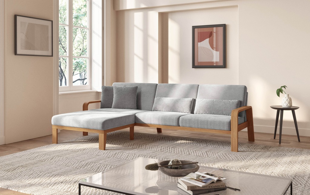 Bild von sit&more Ecksofa "Kolding L-Form", Armlehnen aus eichefarbigem Buchenholz, verschiedene Bezüge und Farben