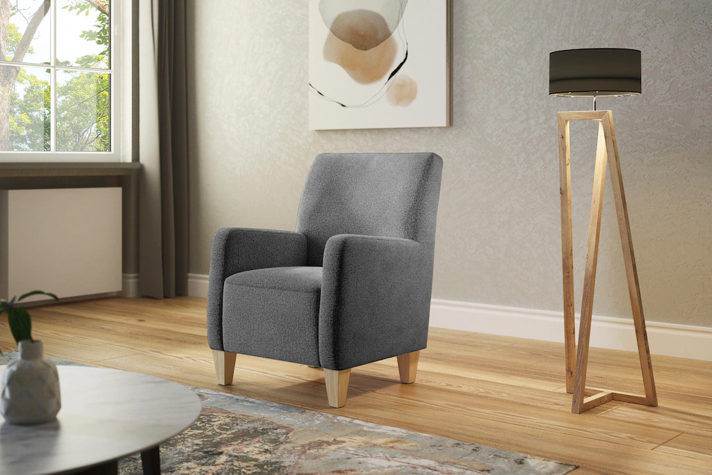 Bild von Cavadore Sessel Vida / Polstersessel im trendigen Design / 74 x 93 x 81 / Chenille, Grau