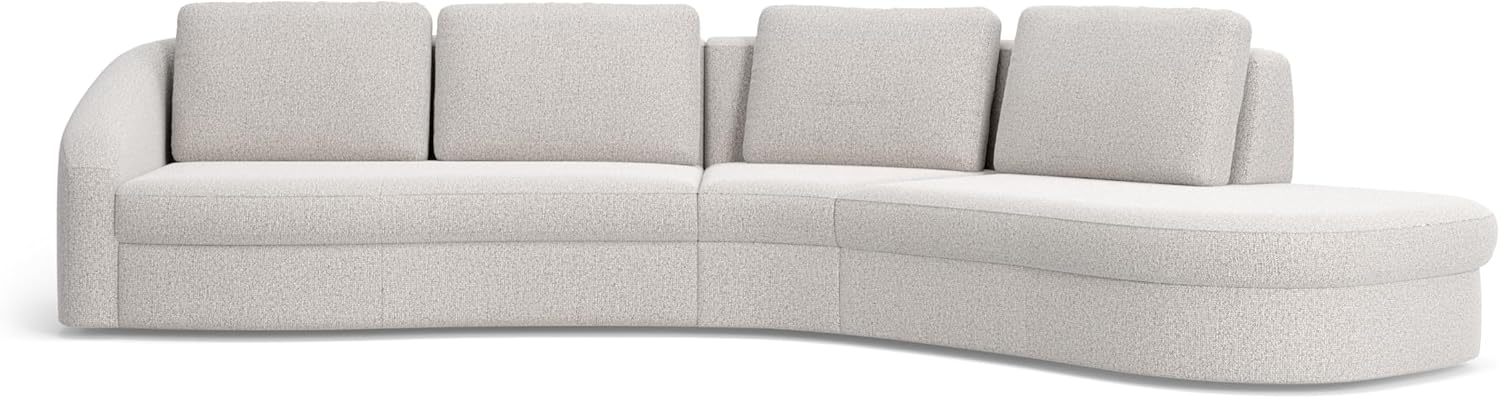 Bild von Cavadore Ecksofa Jawa / Bodennahe Eckcouch mit Element 1-sitzig und Trapezecke halbrund (60 Grad) / 266 x 88 x 230 / Flachgewebe, Grau