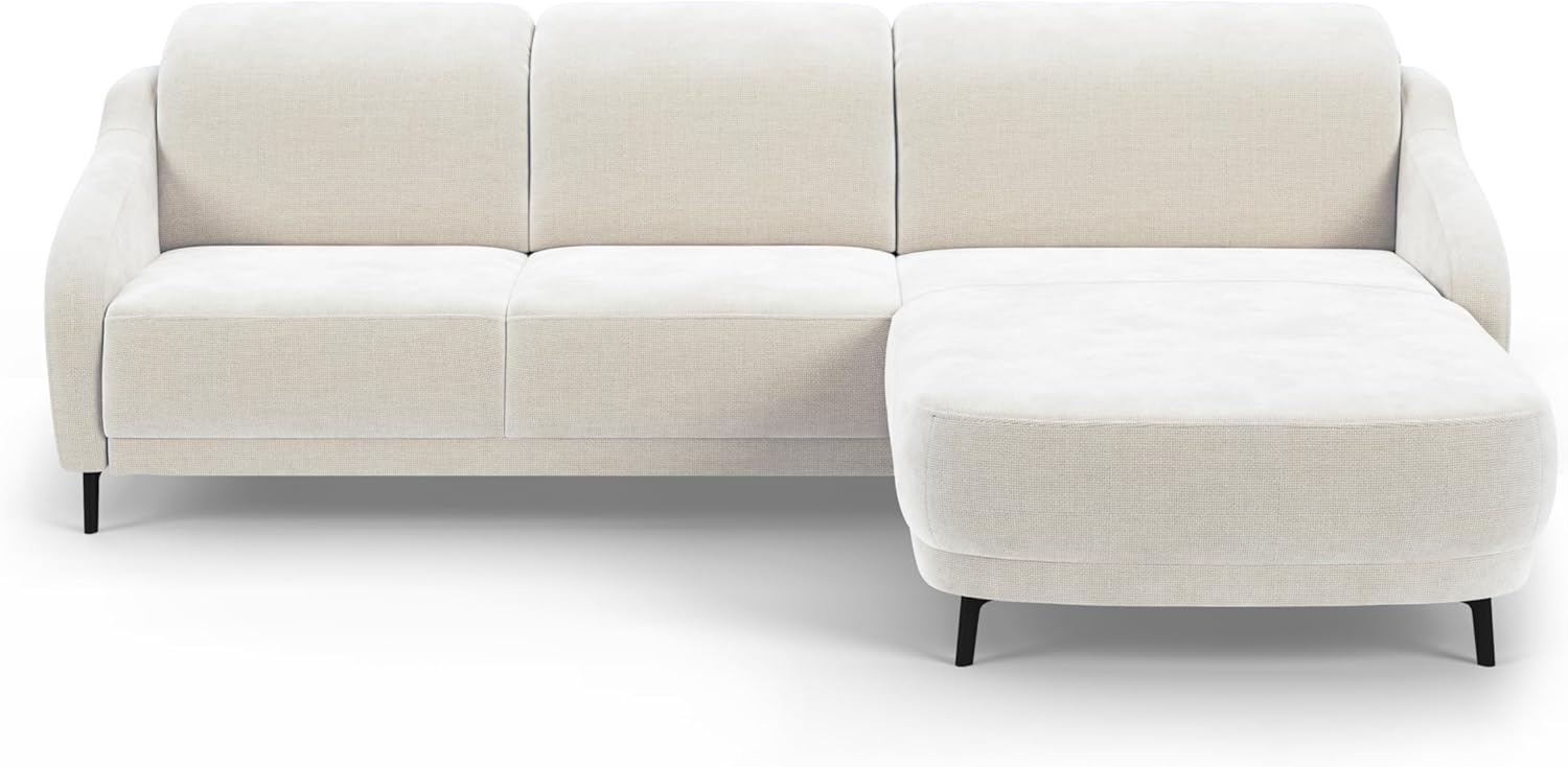 Bild von CAVADORE Ecksofa Blue/Moderne Eckcouch mit Longchair, inklusiv Kopfteilverstellung und mattschwarzen Metallfüßen / 271 x 93 x 191 / Mikrofaser, Hellgrau