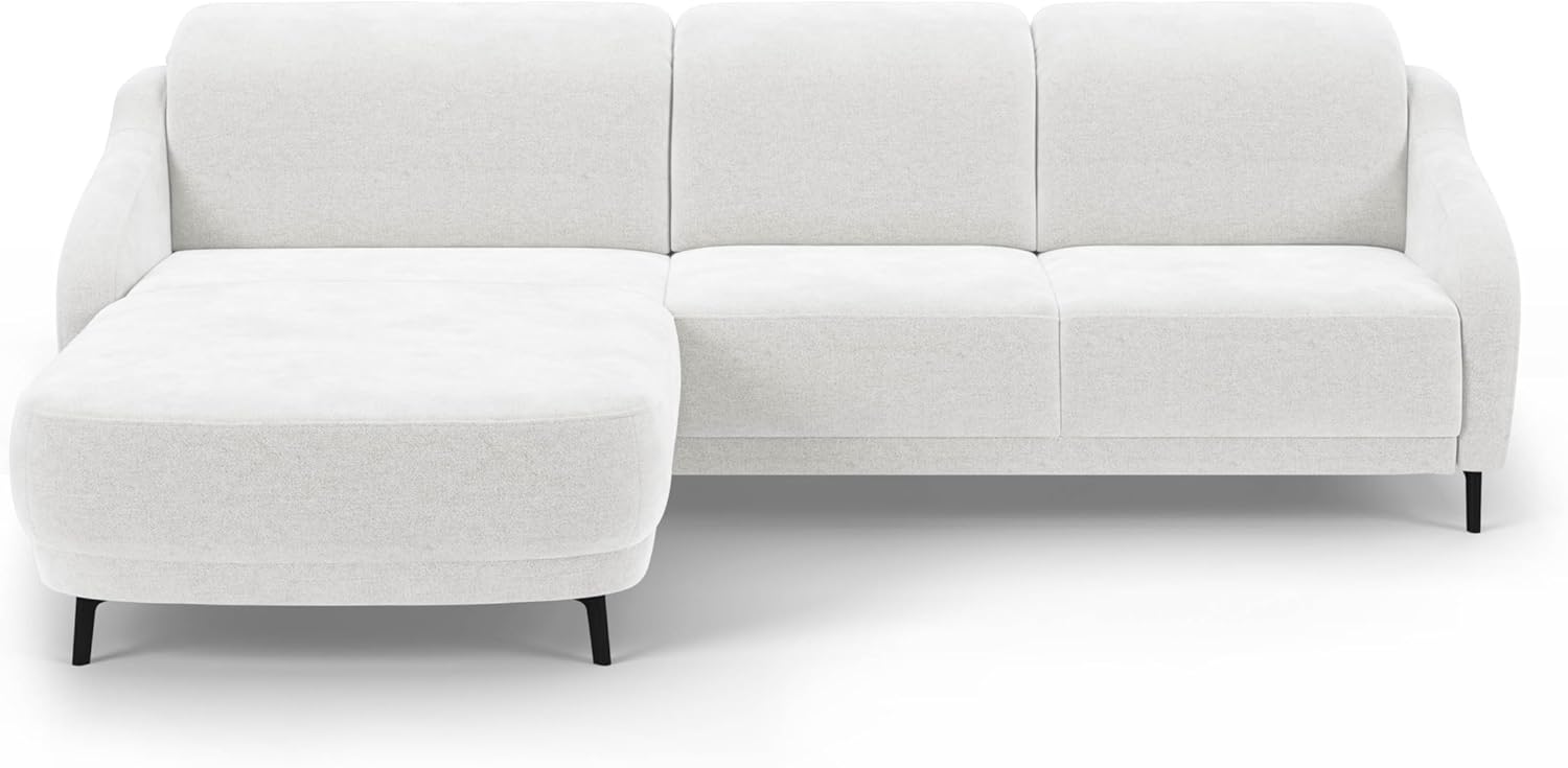 Bild von CAVADORE Ecksofa Blue/Moderne Eckcouch mit Longchair, inklusiv Kopfteilverstellung und mattschwarzen Metallfüßen / 271 x 93 x 191 / Mikrofaser, Beige