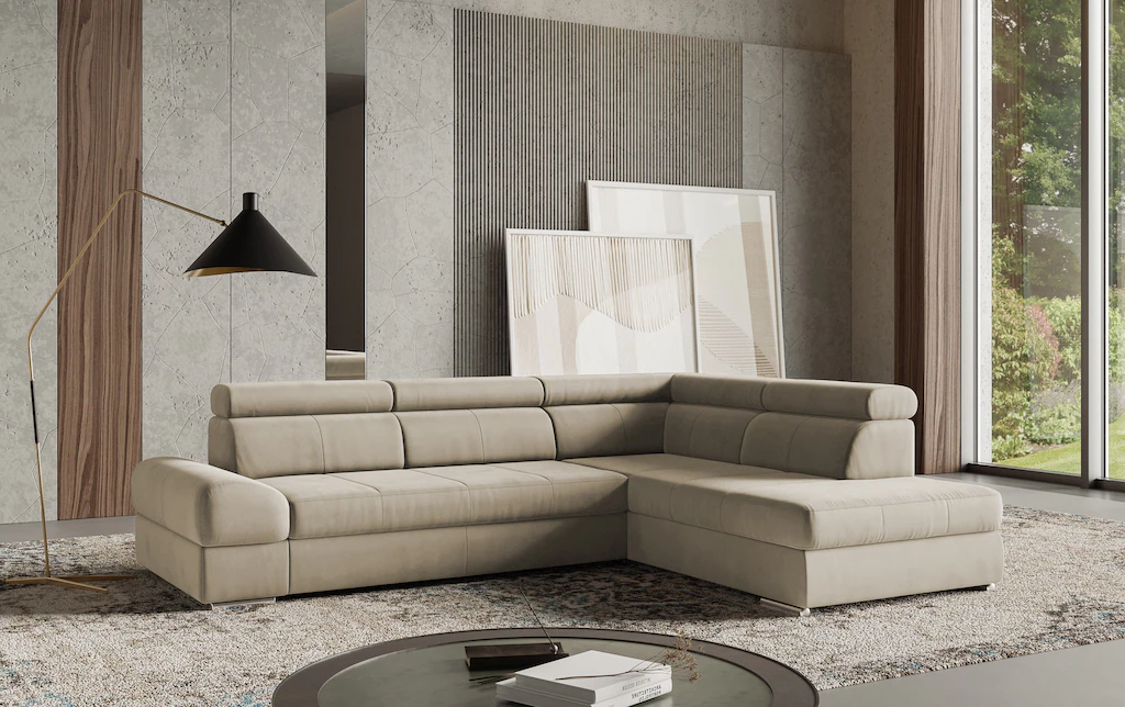 Bild von sit&more Ecksofa "Broadway L-Form", mit verstellbaren Kopfteilen, wahlweise mit Bettfunktion