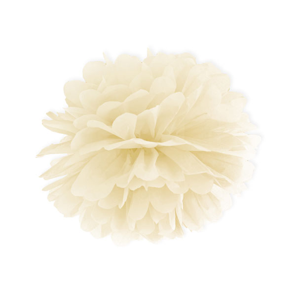 Bild von Cremefarbener Papier-Pompon zum selbst Basteln, Ø 35cm