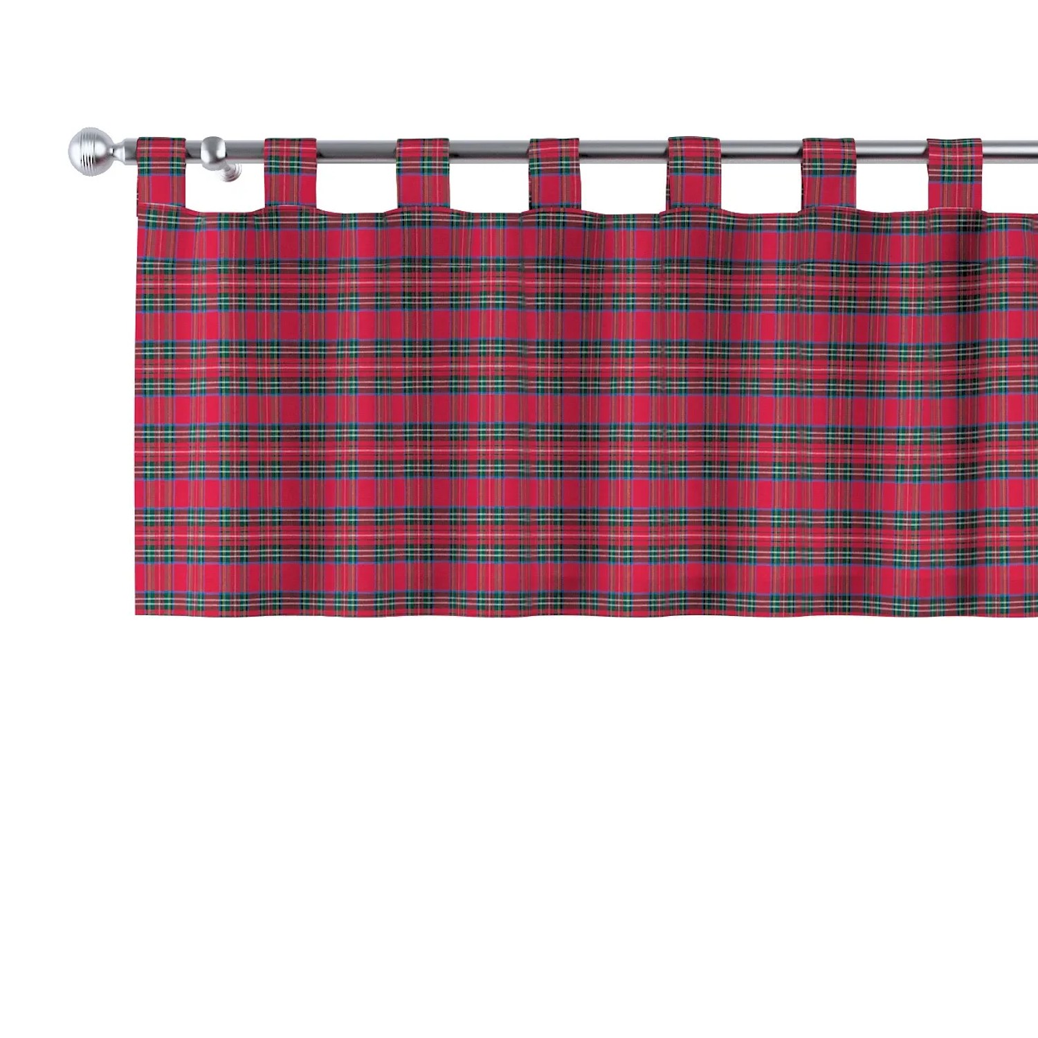 Bild von Dekoria Kurzgardine mit Schlaufen aus Stoffkollektion Quadro in Rot-Grün in 260 x 40 cm