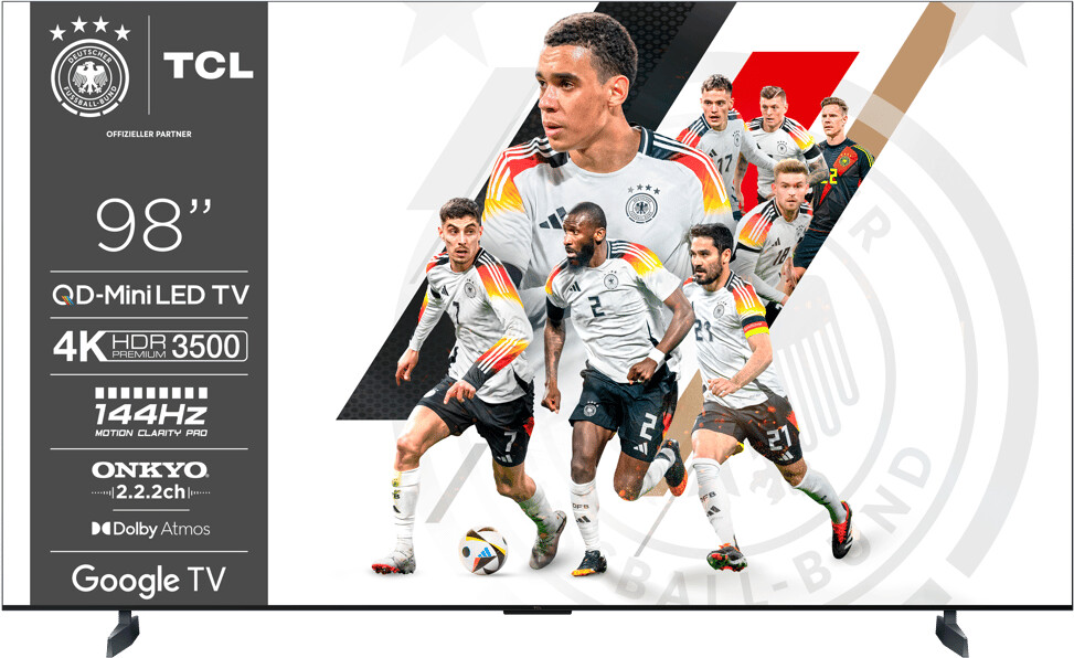 Bild von TCL 98C855 (98", Mini-LED, 4K, 2024), TV, Schwarz