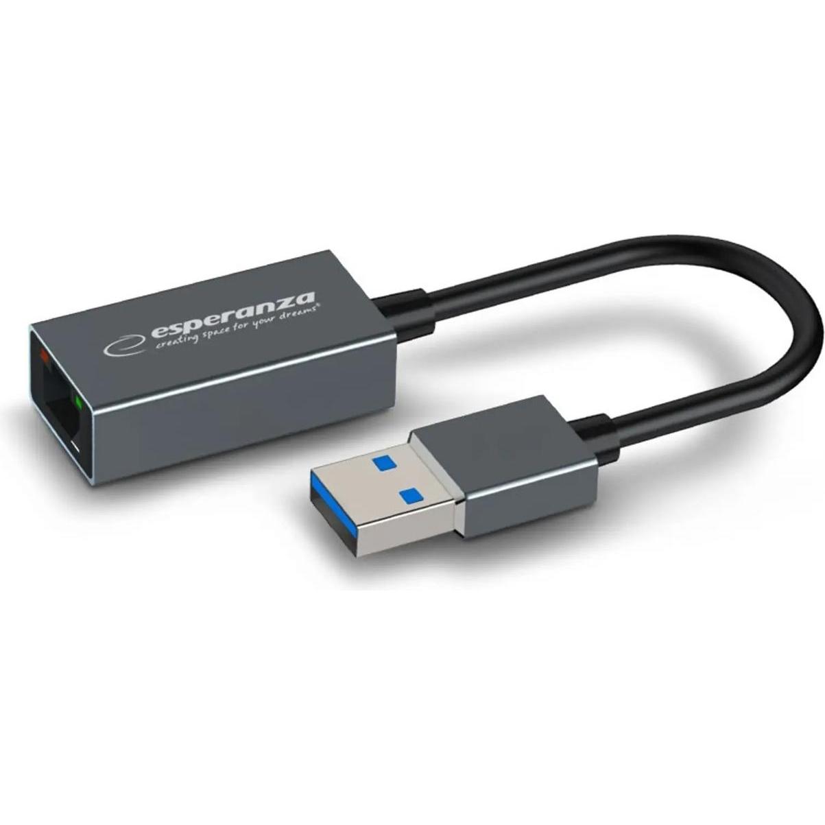 Bild von Esperanza ENA101 Gigabit-Ethernet-1000-Mbit (RJ45, RJ45 (1x)), Netzwerkadapter, Grau