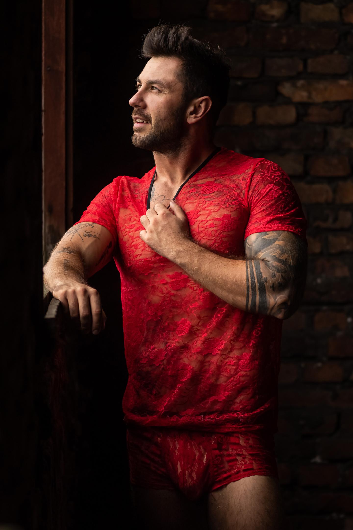 Bild von Herren T-Shirt 053208 aus transparenter Spitze von Anais for Men