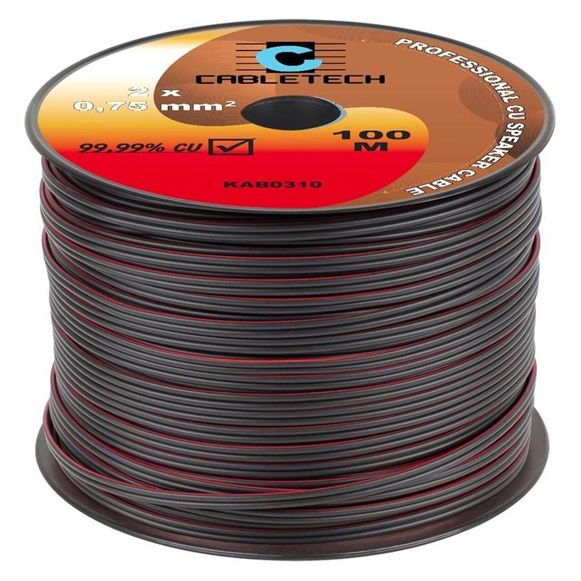 Bild von Cabletech 0,75 mm schwarzes Lautsprecherkabel (0.12 m), Lautsprecherkabel, Schwarz