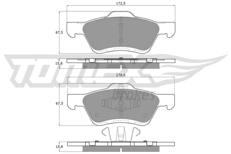 Bild von TOMEX brakes TX 18-94 Bremsbelagsatz Bremsbeläge, Bremsklötze, Bremssteine Vorderachse nicht für Verschleißwarnanzeiger vorbereitet