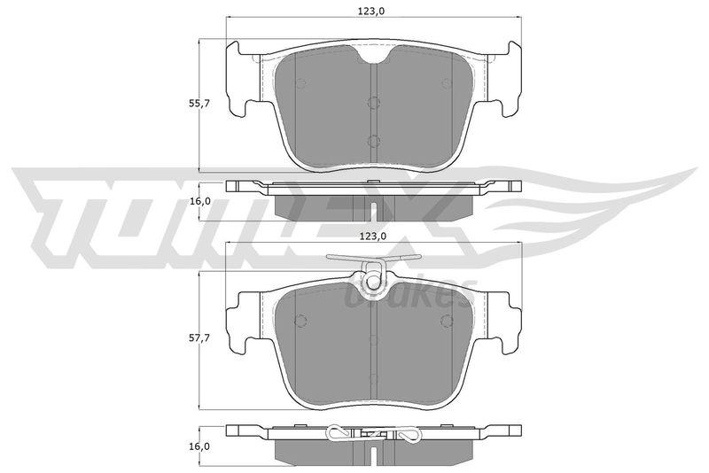 Bild von TOMEX brakes TX 60-10 Bremsbelagsatz Bremsbeläge, Bremsklötze, Bremssteine Hinterachse nicht für Verschleißwarnanzeiger vorbereitet