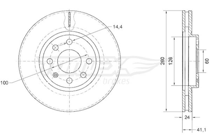 Bild von TOMEX brakes Bremsscheibe OPEL: Meriva A, Corsa C Schrägheck, Combo C Kasten / Kombi, VAUXHALL: Tigra Mk2 TwinTop TX 70-73 9127967,569000,9196050