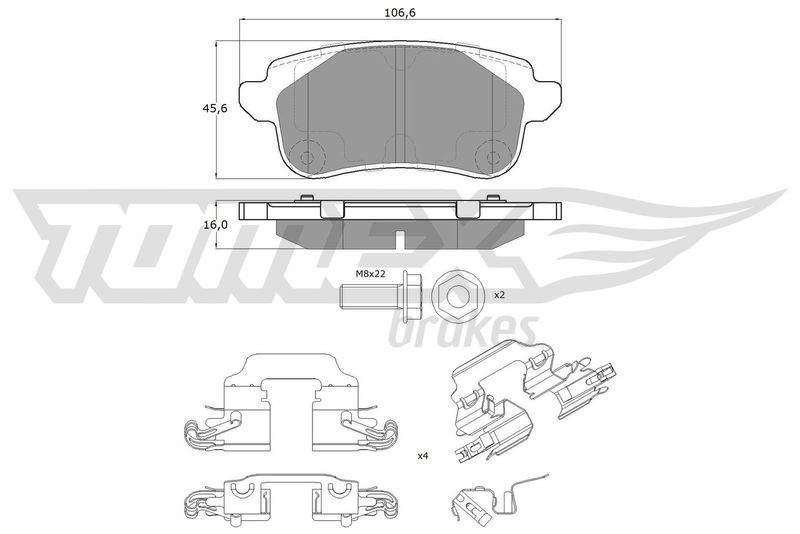 Bild von TOMEX Brakes Bremsbelagsatz, Scheibenbremse hinten rechts links mit Zubehör für MITSUBISHI RENAULT NISSAN SAMSUNG 440608235R 440603163R MQ005265 TX 18