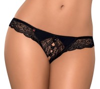 Bild von Obsessive Panty-Ouvert Offener String Miamor schwarz mit Spitze Stretch Thong transparent S (einzel, 1-St)