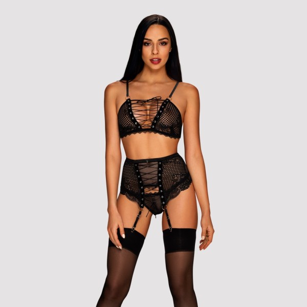 Bild von Verführerisches Dessous Set mit floraler Spitze und Schnürung