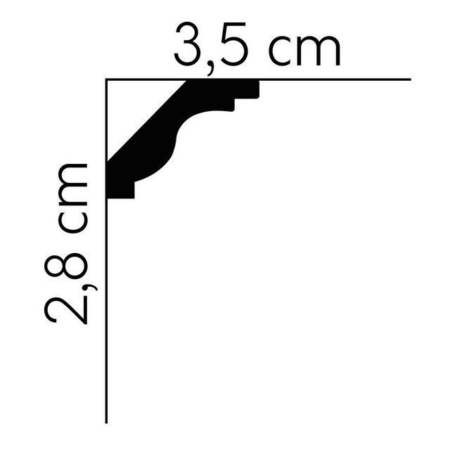 Bild von Mardom Deckenleiste MDB135 Profoam 35 x 28 x 2000 mm Weiß Stuckkleiste Dezent, Kleben, Polyurethan