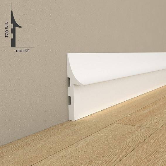 Bild von Mardom Decor Licht Sockelleiste Polyurethan 42 x 150 x 2000 cm Weiß moderne Lichtleiste