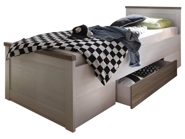 Bild von 100x200 Komfortbett inkl Bettschubkasten LUCA von Pol-Power Pinie Weiß / Trüffel