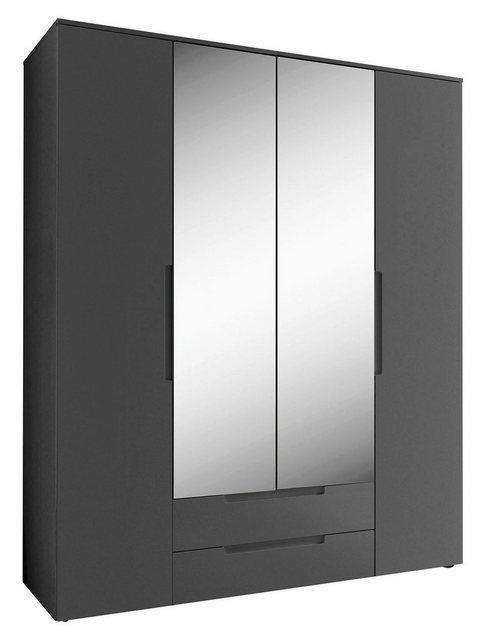 Bild von Pol-Power Drehtürenschrank SPICE, B 160 cm x H 208 cm, Graphit Dekor, 4 Türen, 2 Schubladen