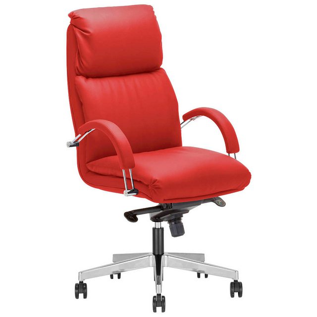 Bild von Nowy Styl Chefsessel 1 Stuhl Bürostuhl Nadir Steel - Kunstleder rot/Gestell alu