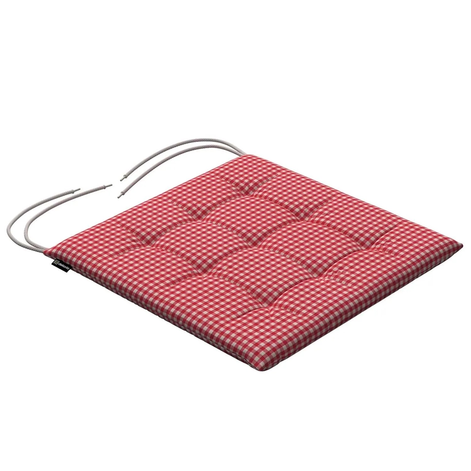 Bild von Dekoria Stuhlkissen Ulrich mit Bindeschnur aus Stoffkollektion Quadro in Rot-Ecru in 40 x 40 x 3,5 cm