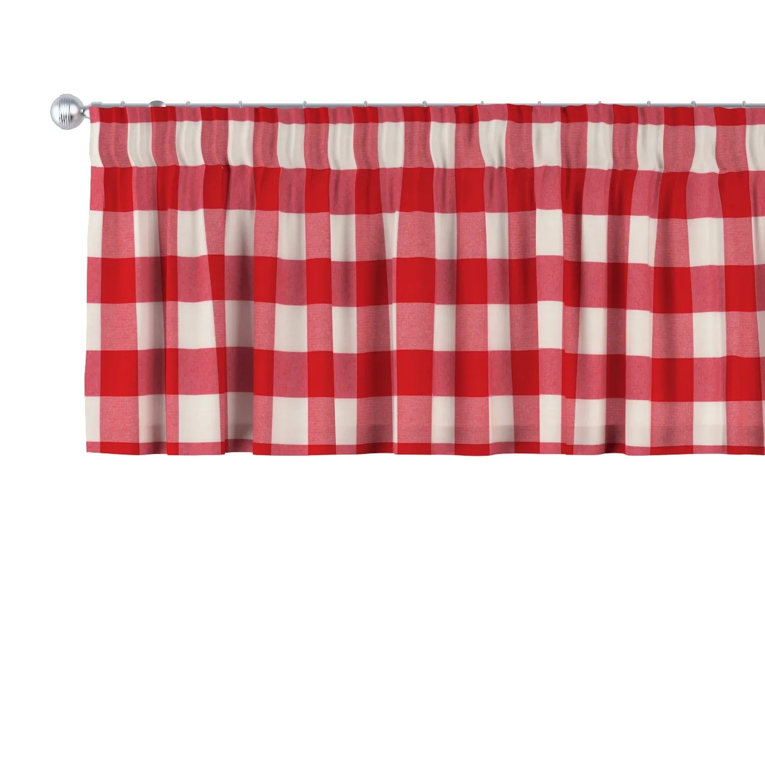 Bild von Dekoria Kurzgardine mit Kräuselband aus Stoffkollektion Quadro in Ecru-Rot Kariert in 390 x 40 cm