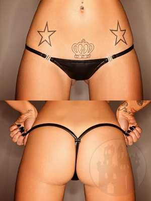 Bild von Noir Handmade: Wetlook-String, schwarz (S)