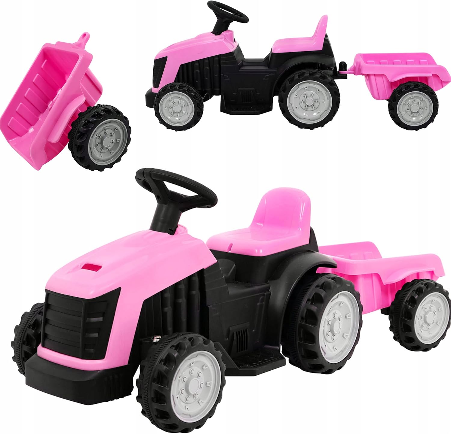 Bild von COIL Trettraktor ab 3 Jahre Traktor Kinder zum Fahren, Elektro Traktor für Kinder, Kindertraktor, Elektrofahrzeuge, Schiebefahrt für Kinder, ab 3 Jahren (Rosa)