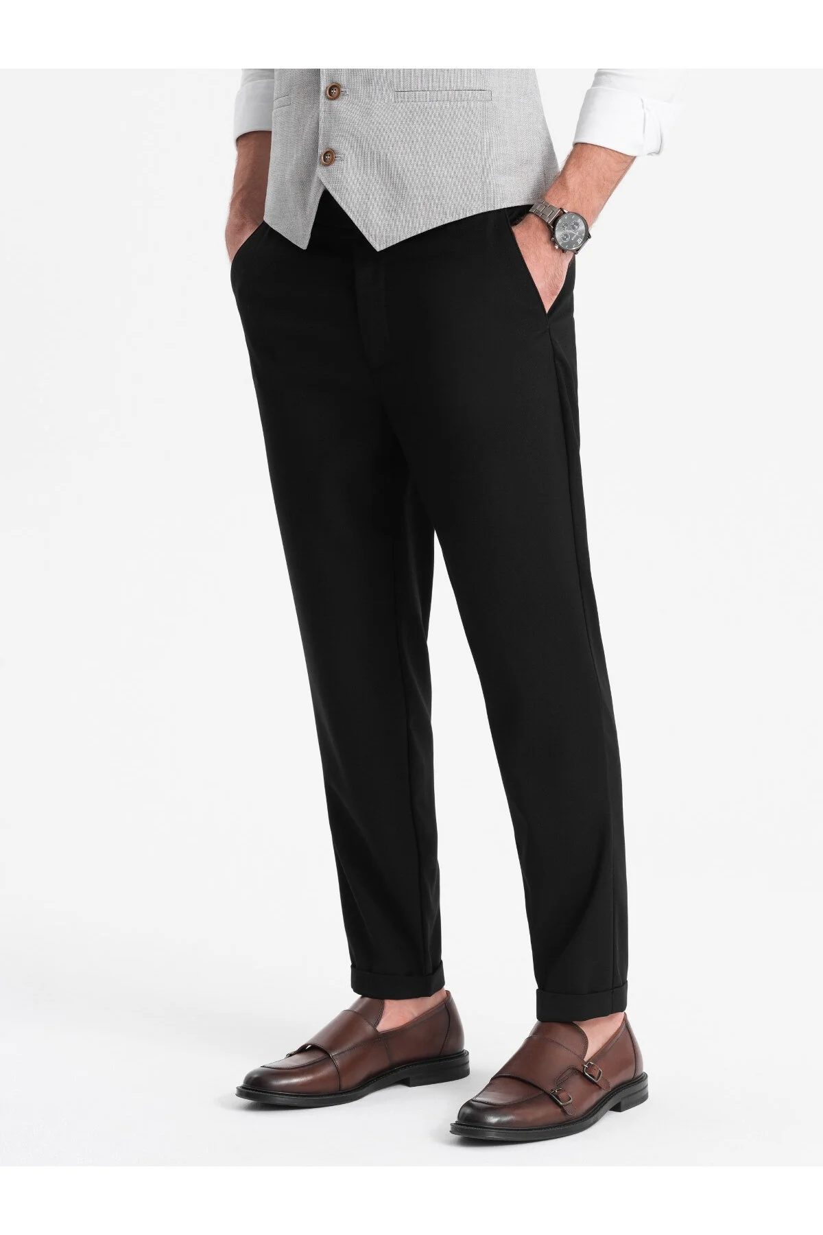 Bild von OMBRE Regular Fit Chinohose Mit Elastischem Bund Schwarz V4 M für Herren - M