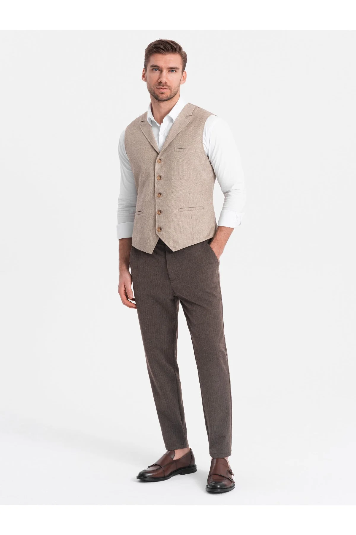 Bild von OMBRE Chinohose Mit Elastischem Bund Slim Fit Schokolade V2 M für Herren - M
