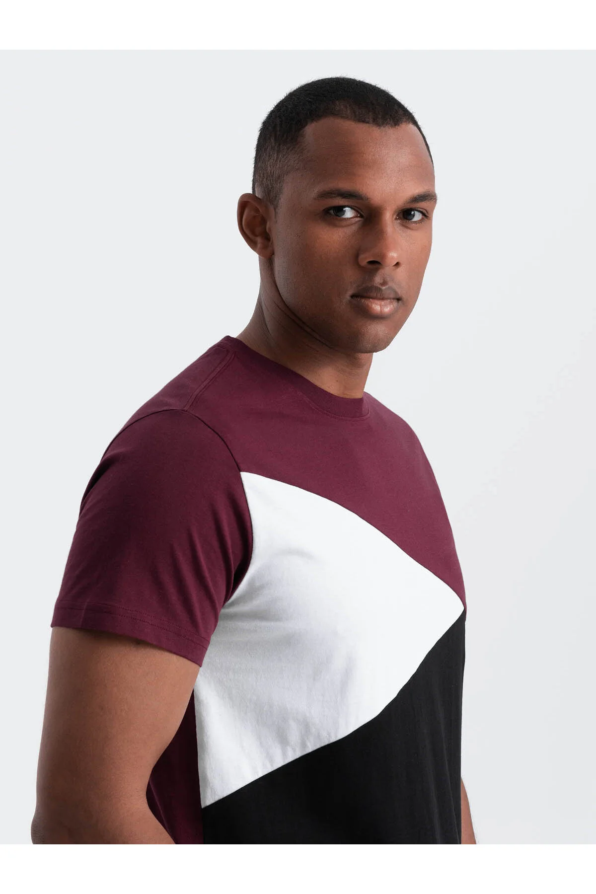 Bild von OMBRE Dreifarbiges T-shirt Aus Baumwolle Kastanienbraun Und Schwarz V5 S für Herren - M