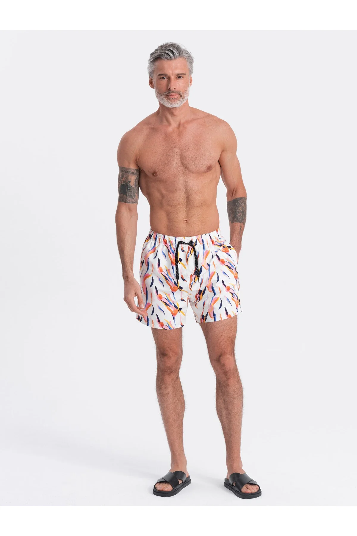 Bild von OMBRE Badeshorts Mit Buntem Print Weiß V2 Om-srbs-0140 S für Herren - XL