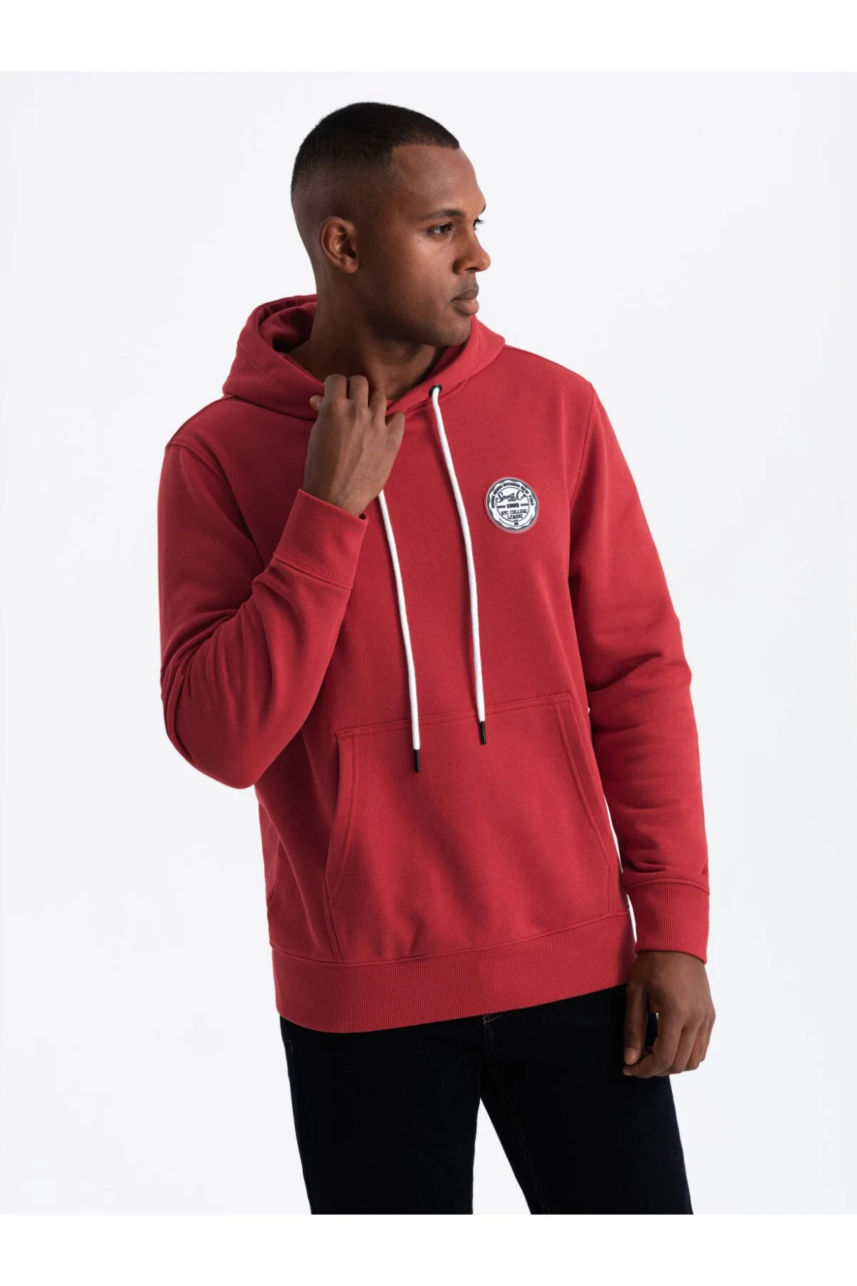 Bild von OMBRE Känguru-sweatshirt Mit Kapuze Und Patch Im College-stil Rot V1 M für Herren - M