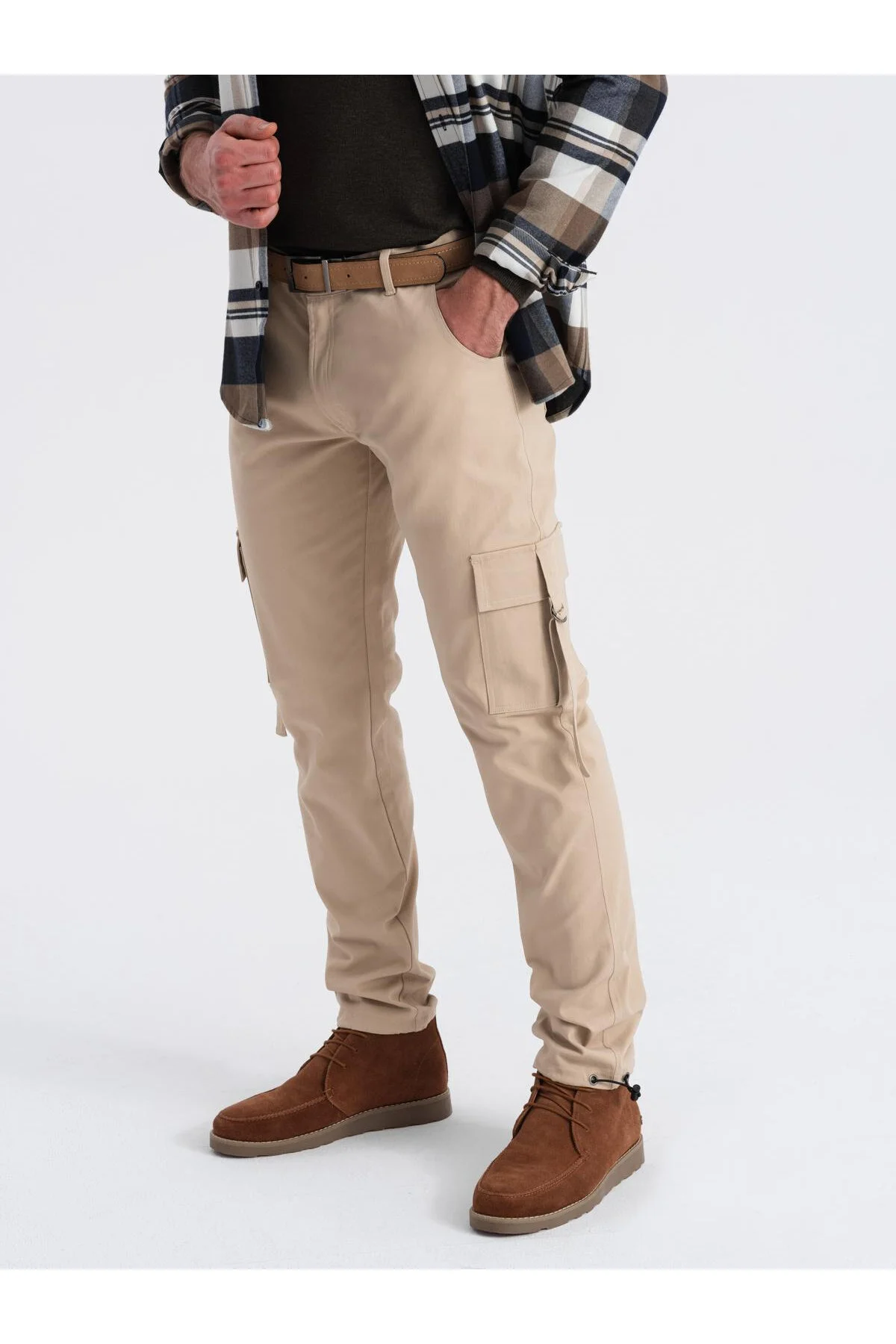 Bild von OMBRE Straight Leg Cargohose Mit Gestreiften Taschen Sand V2 Om-pacg-0197 M für Herren - 2XL