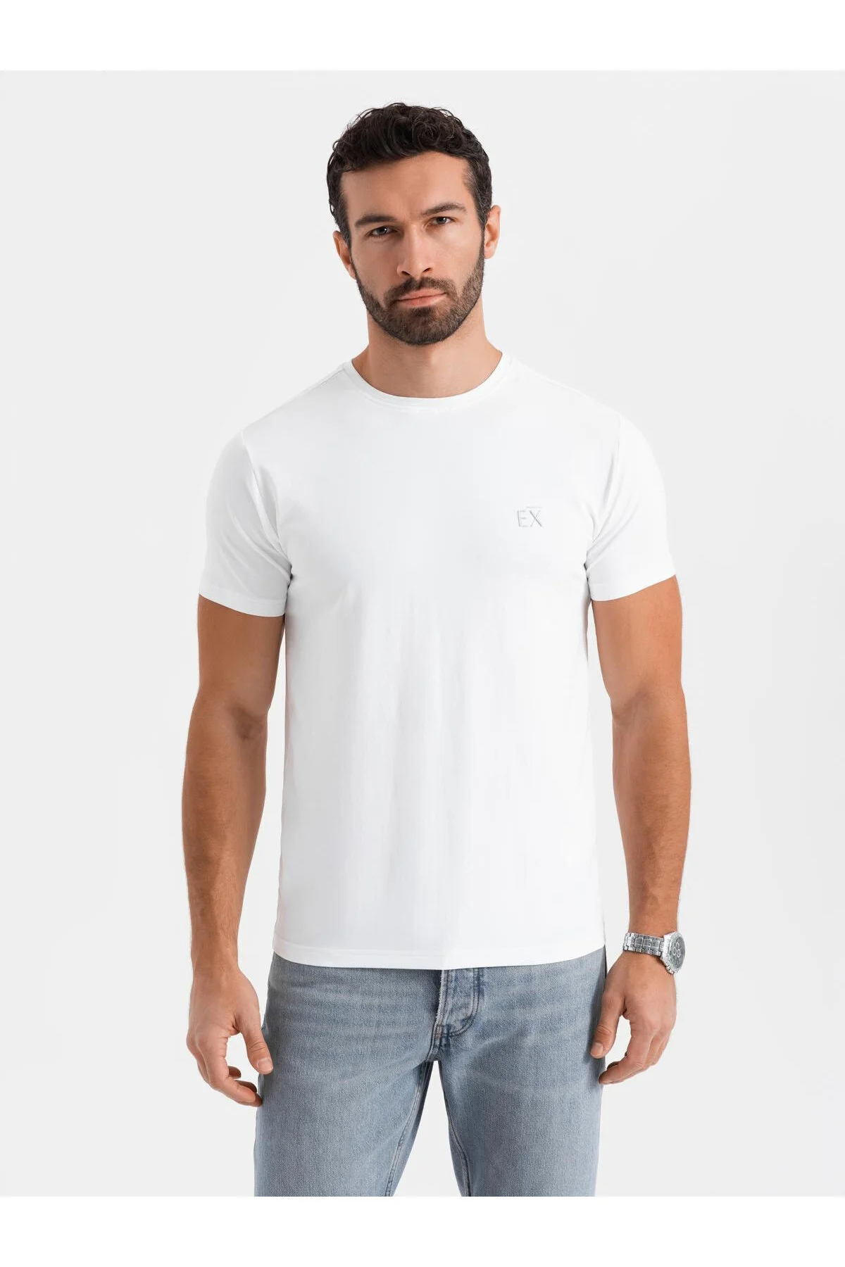 Bild von OMBRE Slim Fit T-shirt Mit Elasthan Und Aufdruck Weiß V2 Xxl für Herren - M