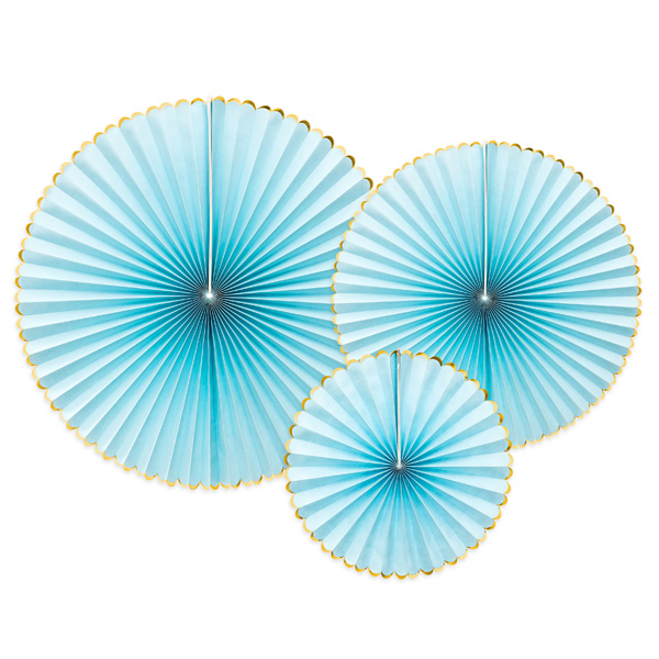 Bild von Partydeco Fächerdekorationen in Hellblau und Gold