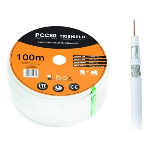 Bild von Libox Kabel koncentryczny PCC80 100m Koaxialkabel RG-6/U Weiß